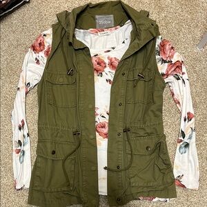 Green Blouse with Floral Print